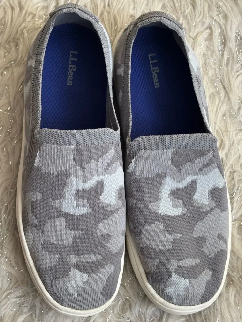 L.L. Bean Gray Women’s Camo‎ Knit Slip-On Sneakers Size 6 Medium